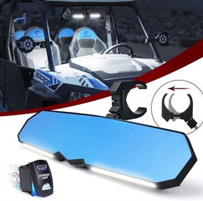 img 4 attached to 🔍 Lupar 13" RZR Rear View Center Mirror with Dome LED Lights and Rocker Switch | Aluminum Alloy Mirror for 1.75"-2" Round Roll Bar | Compatible with Polaris RZR PRO XP 1000 Trail Can-Am X3 SXS