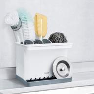 🧽 yohom kitchen sink caddy sponge holder organizer brush holder + sink drain tray - 2-in-1 sinkware caddy with 4 adjustable dividers for kitchen dish sponge storage логотип
