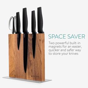 img 1 attached to Organize Your Kitchen Knives And Utensils With Navaris Wood Magnetic Knife Block - Double Sided Magnetic Holder In Walnut Wood