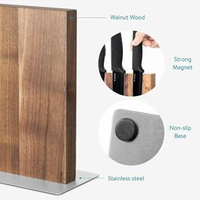 img 2 attached to Organize Your Kitchen Knives And Utensils With Navaris Wood Magnetic Knife Block - Double Sided Magnetic Holder In Walnut Wood