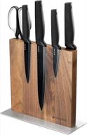 organize your kitchen knives and utensils with navaris wood magnetic knife block - double sided magnetic holder in walnut wood логотип