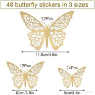 🦋 enhance your space with butterfly wall decor sticker wall decal - 48 pcs gold 3d art removable mural decoration for kids bedroom, home, party, nursery, classroom, and offices décor логотип