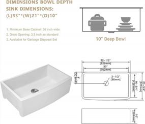 img 2 attached to Lordear 33" White Fireclay Porcelain Ceramic Farmhouse Apron Front Single Bowl Kitchen Sink Basin