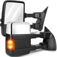 🚗 anpart towing mirrors - premium pickup tow mirrors for f250/f350/f450/f550 super duty (1999-2007) - power adjusted, heated, turn signal light - chrome housing - driver and passenger side logo