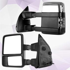 img 3 attached to 🚗 ANPART Towing Mirrors - Premium Pickup Tow Mirrors for F250/F350/F450/F550 Super Duty (1999-2007) - Power Adjusted, Heated, Turn Signal Light - Chrome Housing - Driver and Passenger Side