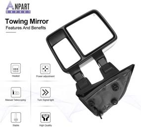 img 1 attached to 🚗 ANPART Towing Mirrors - Premium Pickup Tow Mirrors for F250/F350/F450/F550 Super Duty (1999-2007) - Power Adjusted, Heated, Turn Signal Light - Chrome Housing - Driver and Passenger Side