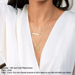 img 3 attached to Dainty And Handmade: 14K Gold Plated Layered Necklaces For Women With Moon Coin Disc Design