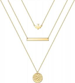 img 4 attached to Dainty And Handmade: 14K Gold Plated Layered Necklaces For Women With Moon Coin Disc Design