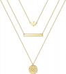 dainty and handmade: 14k gold plated layered necklaces for women with moon coin disc design logo
