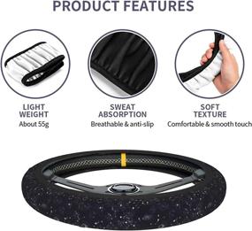 img 1 attached to 🌌 Stay Cozy and Stylish on Cosmic Drives: Universal 15 Inch Moon Space Planet Stars Galaxy Universe Car Steering Wheel Cover - Winter Warm, Soft, and Elastic - Ideal Car Accessories for Women, Girls, Ladies, and Men