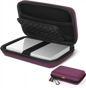 img 4 attached to GLCON Deep Purple Hard Storage Case - Сумка для переноски электроники с карабином - Идеально подходит для жесткого диска, внешнего аккумулятора, мобильного телефона, корпуса зарядного устройства - Портативная дорожная сумка