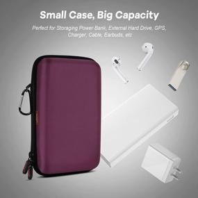 img 3 attached to GLCON Deep Purple Hard Storage Case - Carrying Pouch For Electronics With Carabiner - Perfect For Hard Drive, Power Bank, Cell Phone, Charger Enclosure - Portable Travel Case Bag