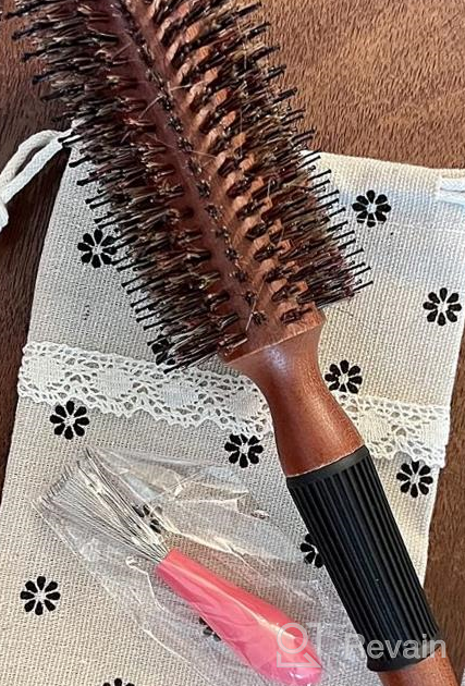 img 1 attached to Boar Bristle Round Hairbrush For Quick Blowout - 2.2 Inch - Add Shine/Volume, Minimize Damage For Women Or Men. review by Paul Rogger