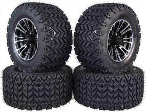 img 4 attached to 20" MASSFX Black QUAKE Golf Cart Wheel And Tire Kit 10X7 4/101.6 4/4 Rim, 20X10-10 Tires (4 Pack)