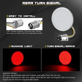 img 1 attached to 🔦 NTHREEAUTO 1157 Front Rear LED Turn Signals: 2-Inch Bullet Clear Lens Cover SMD Bulb Brake Running Light Kit for Harley Sportster Dyna Softail Road King Street Glide Touring