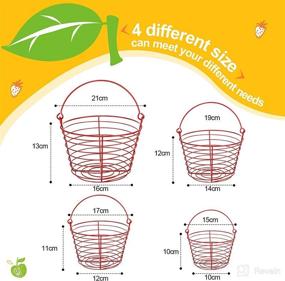 img 3 attached to Versatile 4-Piece Chicken Wire Egg Basket Set: Red Metal Storage Basket for Collecting Eggs, Fruit, and Food