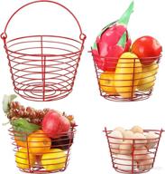 versatile 4-piece chicken wire egg basket set: red metal storage basket for collecting eggs, fruit, and food логотип