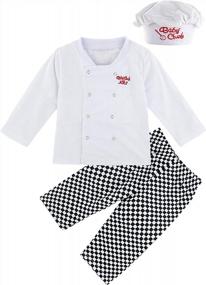 img 4 attached to COSLAND Boys' 3Pc Chef Costume Halloween Outfit Long Sleeve Pant Sets With Hat (Baby & Toddler)
