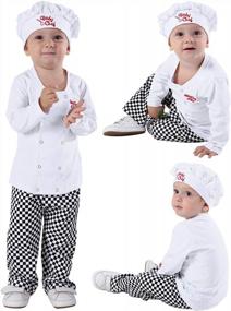 img 3 attached to COSLAND Boys' 3Pc Chef Costume Halloween Outfit Long Sleeve Pant Sets With Hat (Baby & Toddler)