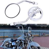 chrome motorcycle round sportster mirrors rear view compatible with harley davidson fatboy dyna street glide road king softail logo