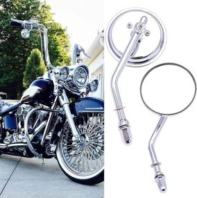 img 3 attached to Chrome Motorcycle Round Sportster Mirrors Rear View Compatible With Harley Davidson Fatboy Dyna Street Glide Road King Softail