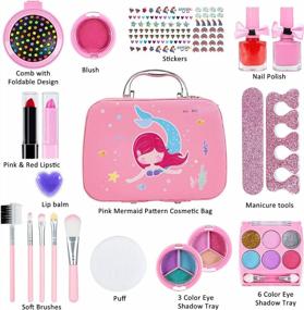 img 3 attached to Kids Makeup Kit For Girls, Washable Play Set With Real Cosmetics, Pretend Makeup For 4-8 Year Olds, Little Girl Gifts