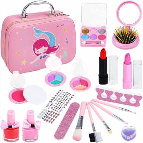 img 4 attached to Kids Makeup Kit For Girls, Washable Play Set With Real Cosmetics, Pretend Makeup For 4-8 Year Olds, Little Girl Gifts