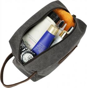 img 3 attached to Organize Your Travel Essentials With Wowbox Men'S Canvas Toiletry Bag In Grey