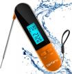 befano instant read digital meat thermometer - waterproof, backlit display & magnet for kitchen cooking, grilling, bbqs & more - orange logo