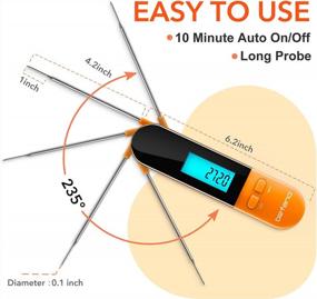 img 3 attached to Befano Instant Read Digital Meat Thermometer - Waterproof, Backlit Display & Magnet For Kitchen Cooking, Grilling, BBQs & More - Orange