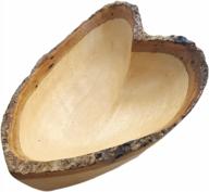handcrafted heart-shaped bowl made of eco-friendly mango wood with bark logo