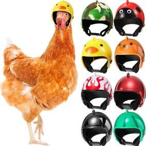 img 4 attached to 🐔 Chicken Helmet Pet Safety Hat Parrot Bird Hat Headwear Small Pet Hard Hat Pet Costume Accessories for Chicken Bird Parakeet Cockatiels - 8 Pieces