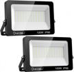 2 pack onforu 100w led flood lights - 8900lm super bright outdoor security lights, ip66 waterproof daylight white floodlight for yard, garden, playground, basketball court, patio logo