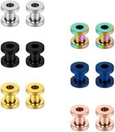 scerring 12pcs stainless steel ear tunnels set with colorful screw expander kit for stretching - sizes 16g-00g logo