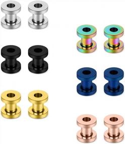 img 2 attached to SCERRING 12PCS Stainless Steel Ear Tunnels Set With Colorful Screw Expander Kit For Stretching - Sizes 16G-00G