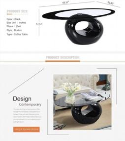 img 2 attached to Modern Black Oval Glass Coffee Table With Round Hollow Base - Perfect For Home Living Room Furniture!