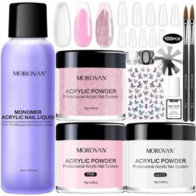 img 4 attached to Morovan Acrylic Nail Kit: Professional Monomer Liquid & Powder Set For Beginner Nail Extension