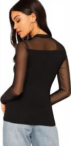 img 3 attached to Elegant Women'S Blouse Tops With Mesh Insert And Long Sleeves