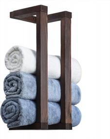 img 4 attached to 18.9 Inch Wall Mounted Wooden Towel Rack For Bathroom - HULISEN, Installation Tool Included, Pine Shelf For Rolled Towels & Blanket Storage Organizer