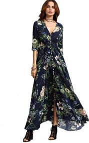 img 4 attached to Milumia Womens Button Floral Navy_Green Women's Clothing - Dresses