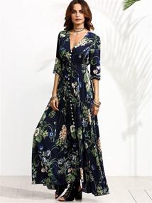 img 2 attached to Milumia Womens Button Floral Navy_Green Women's Clothing - Dresses