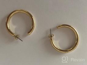 img 5 attached to 🥼 Howoo High-Shine Thick Hoop Earrings with Half Open Post - Chunky Hoop for Women & Girls