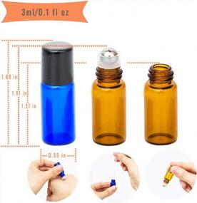 img 3 attached to Premium 3Ml Cobalt Blue Glass Roller Bottles With Stainless Steel Roller Ball And Bonus Droppers - Set Of 12