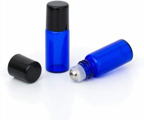 img 2 attached to Premium 3Ml Cobalt Blue Glass Roller Bottles With Stainless Steel Roller Ball And Bonus Droppers - Set Of 12