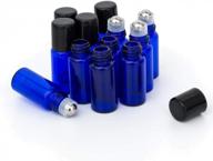 premium 3ml cobalt blue glass roller bottles with stainless steel roller ball and bonus droppers - set of 12 logo