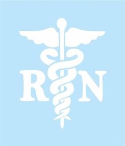 img 1 attached to Dixies Decals Caduceus RN Sticker: Ideal for Car Window, Walls, MacBooks, Laptops - White Sticker Decal for Registered Nurses