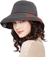 stylish women's bucket hats - docila plaid fisherman sun/rain cap with chin strap, foldable for outdoor use logo