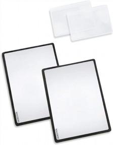 img 4 attached to MAGDEPO Page Magnifying Sheet 3X Lightweight Optical Plastic Fresnel Lens With 3X Card Magnifiers, For Reading Small Prints, Map, Book, Magazine, Etc