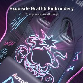 img 1 attached to AutoFull Graffiti Gaming Chair Big And Tall Ergonomic Computer Chair Adjustable Rocking Wear-Resistant Super Soft PU Leather Racing Chair With Embroidery Lumbar Support And Footrest,Purple