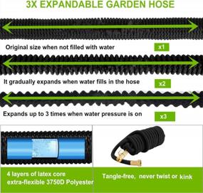 img 3 attached to 50FT Yodo Garden Hose With 10 Function Nozzle & 3/4" Brass Fittings - Durable 3750D, Lightweight Flexible 4-Layer Latex Core